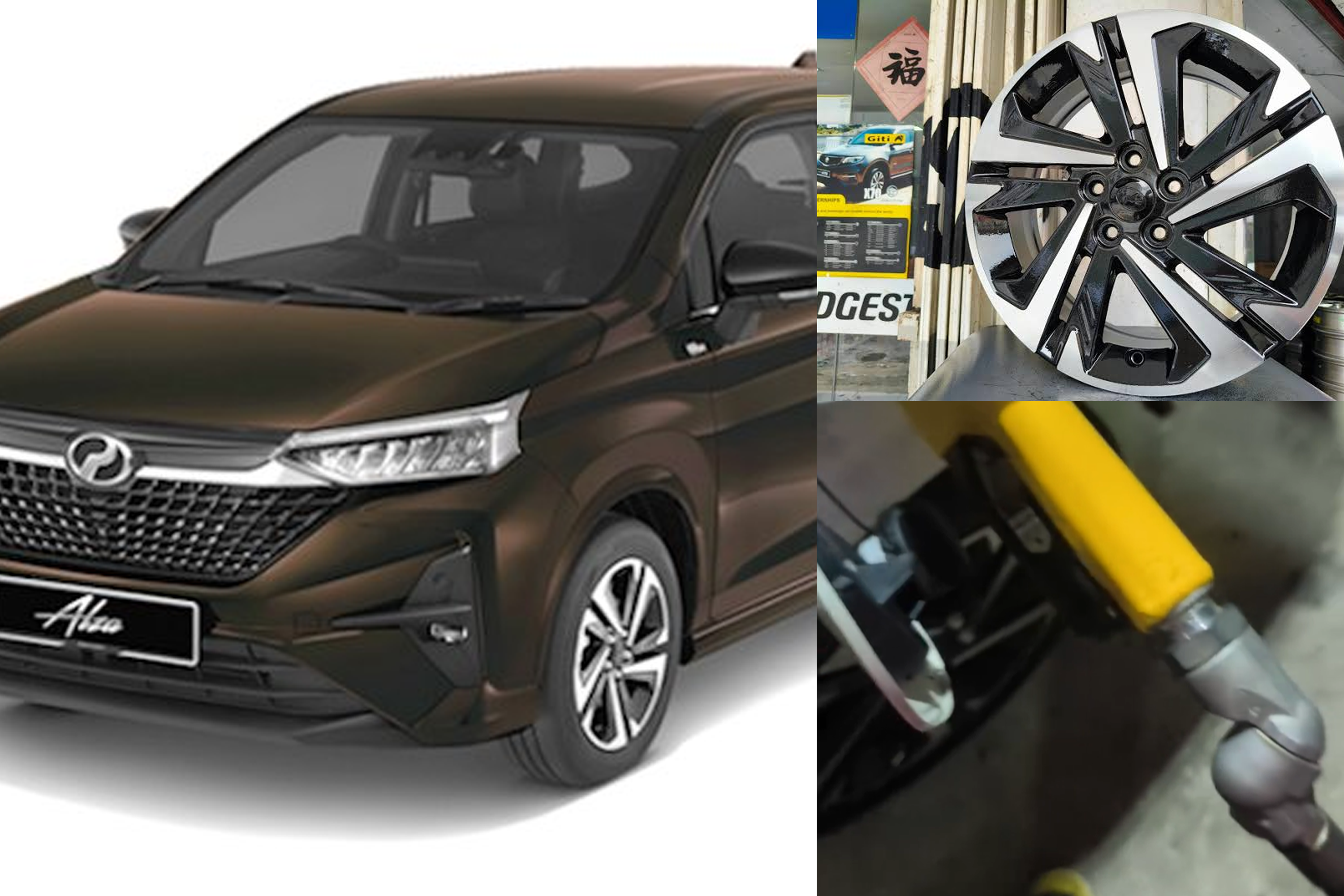 The car rim seen in the video is likely to have belonged to a Perodua Alza, which is not known to be available in Singapore.