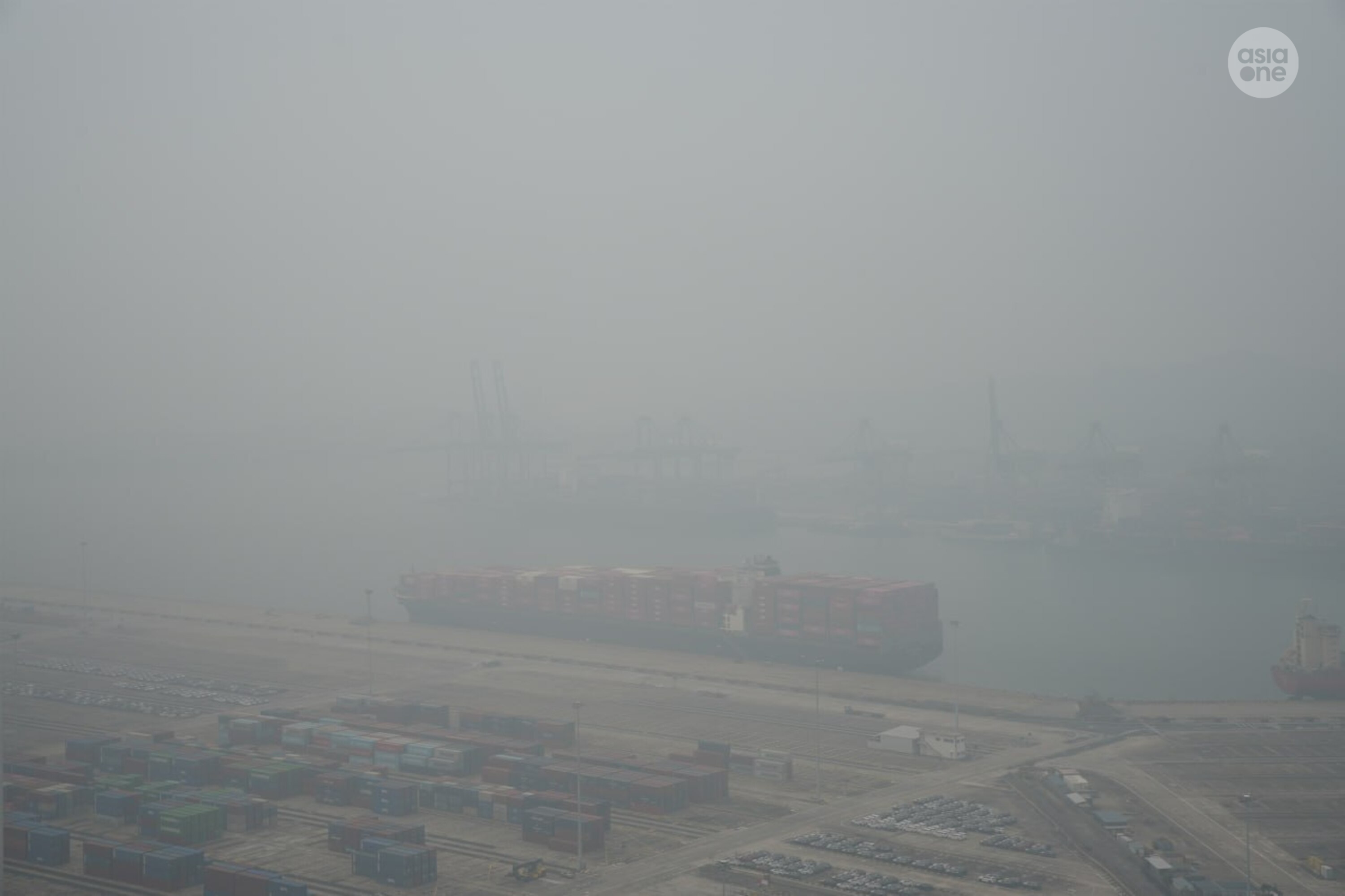 From Keppel Viaduct, AsiaOne photojournalist Jasper Lim looked out towards PSA Tanjong Pagar Terminal and Brani Terminal. This was the view at 11.33am.