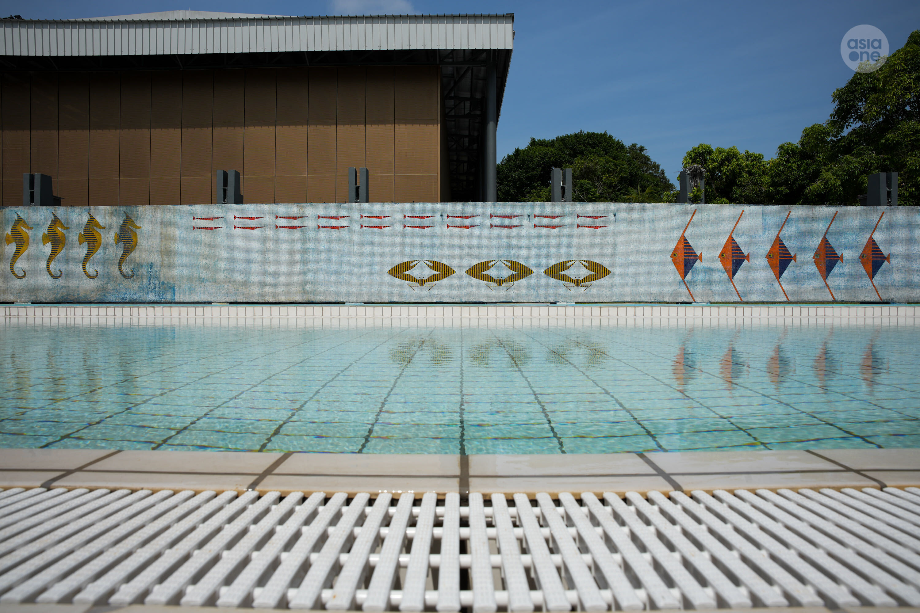 The tiled mural wall art at Queenstown Sports Complex's swimming pool has been retained