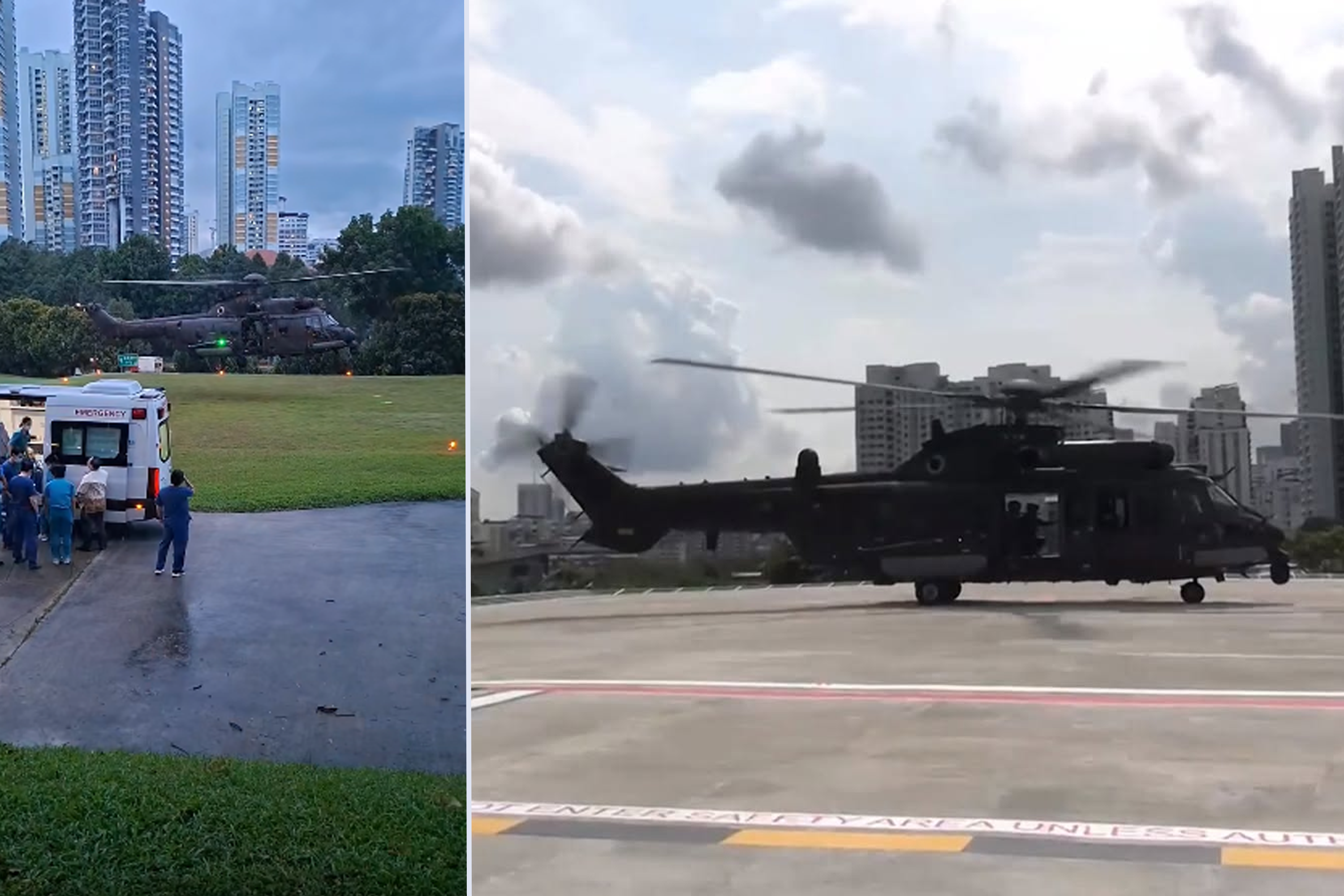 SGH's old helipad along MacAlister Road (left) and its new helipad (right)