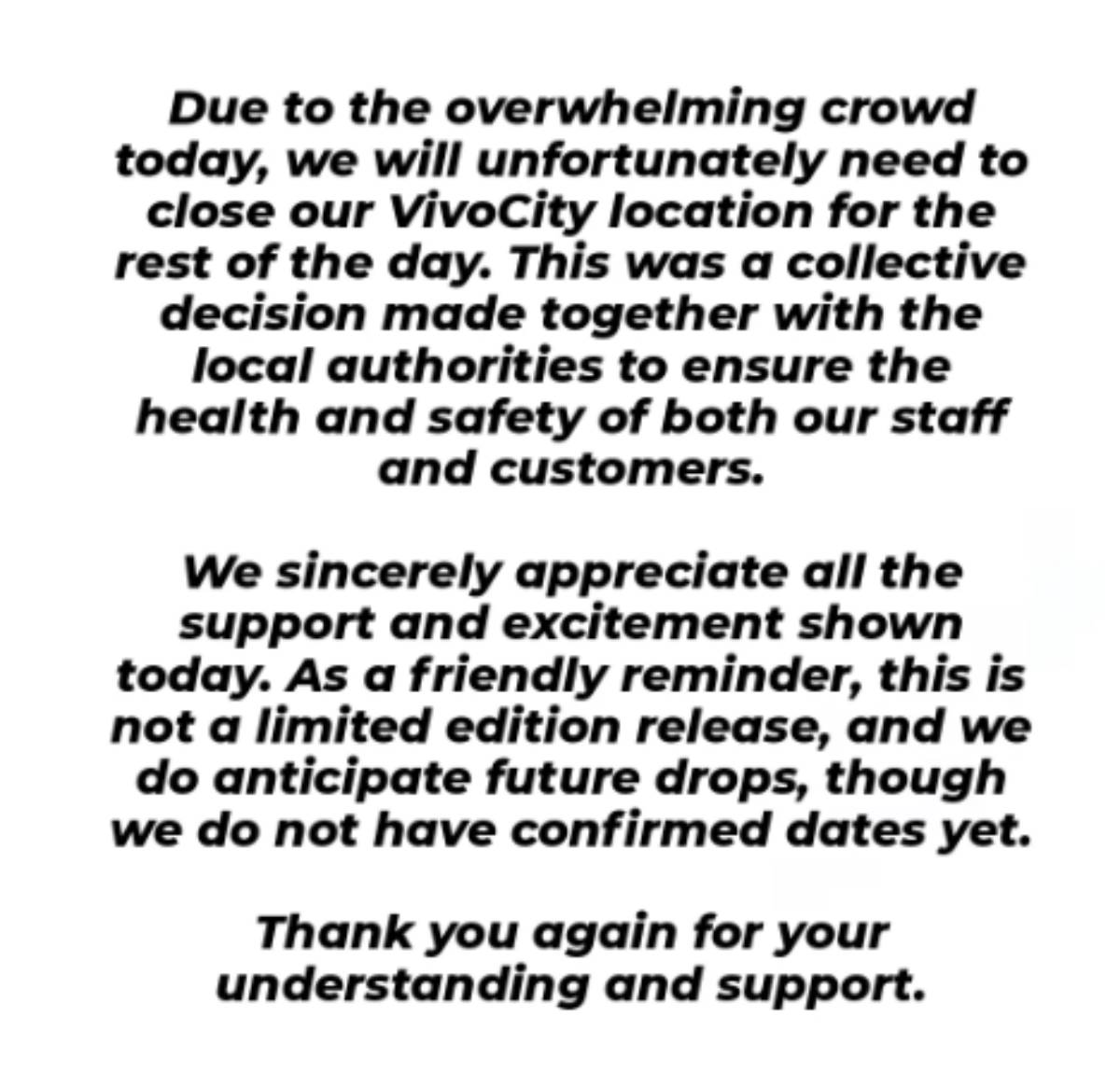 Swatch VivoCity will not be opening for Royal Pop drop due to ...