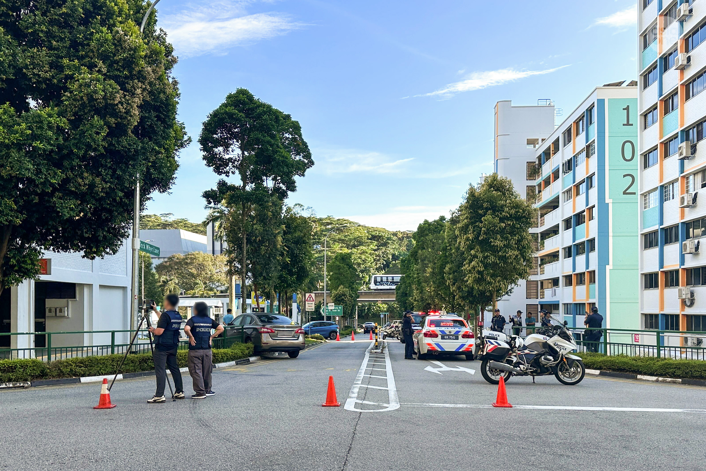 Traffic Police scene investigators closed off the two-lane road to conduct scene documentation using terrestrial 3D scanners. 