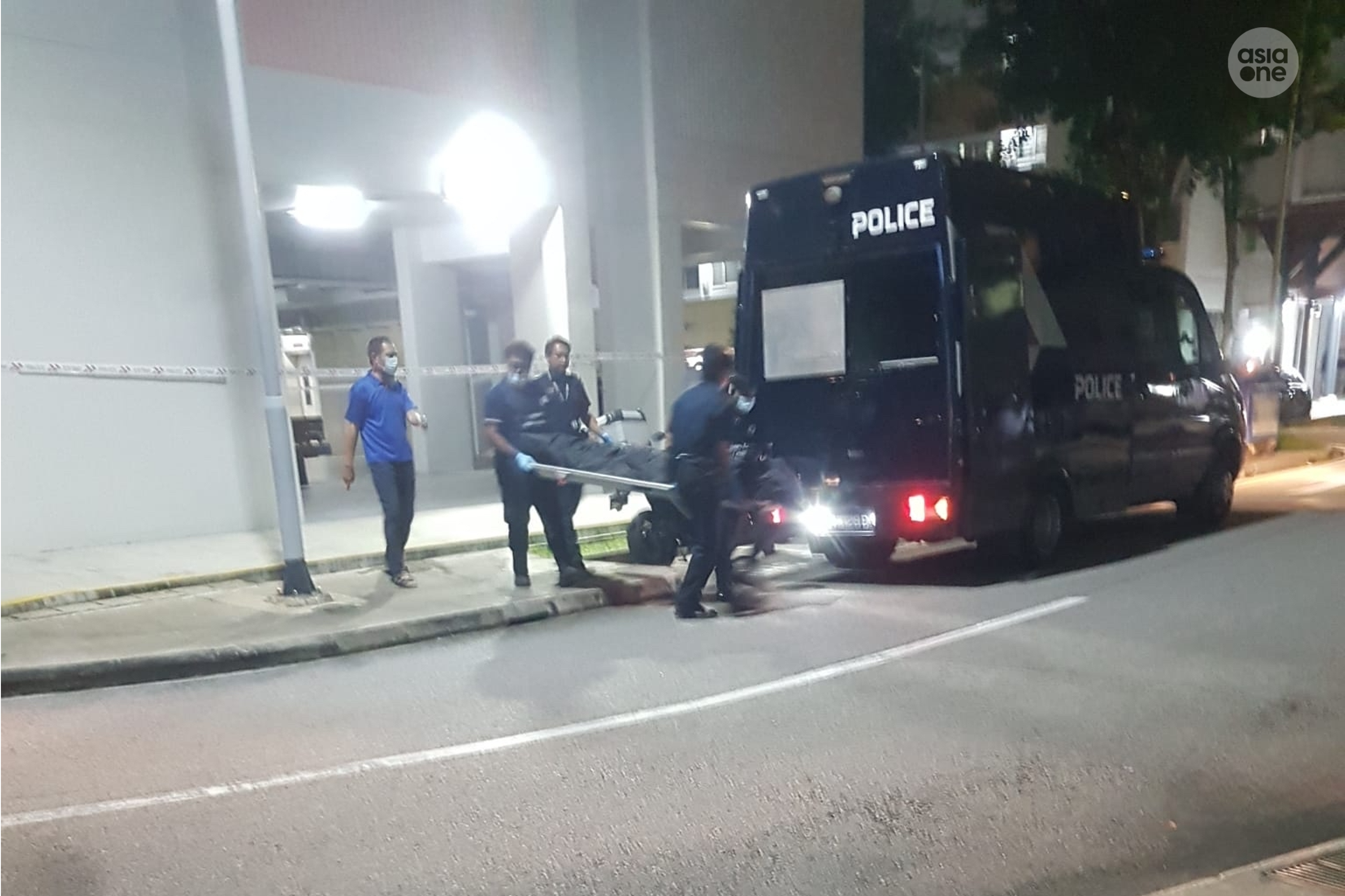 A police hearse brought the man's body away at around 8.35pm.