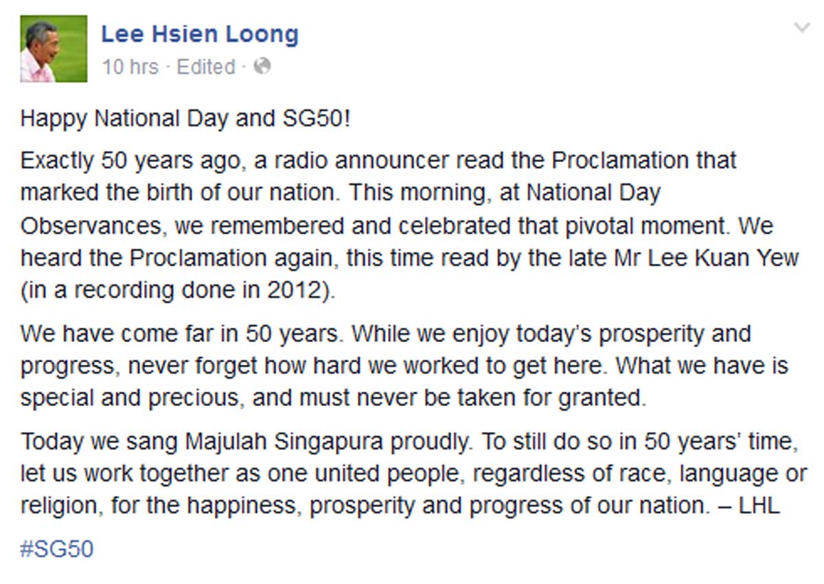 Maybe you would like to learn more about one of these? Singapore National Day Wishes 2020 . S Pore Leaders Post National Day Well Wishes Reflections Singapore News Asiaone