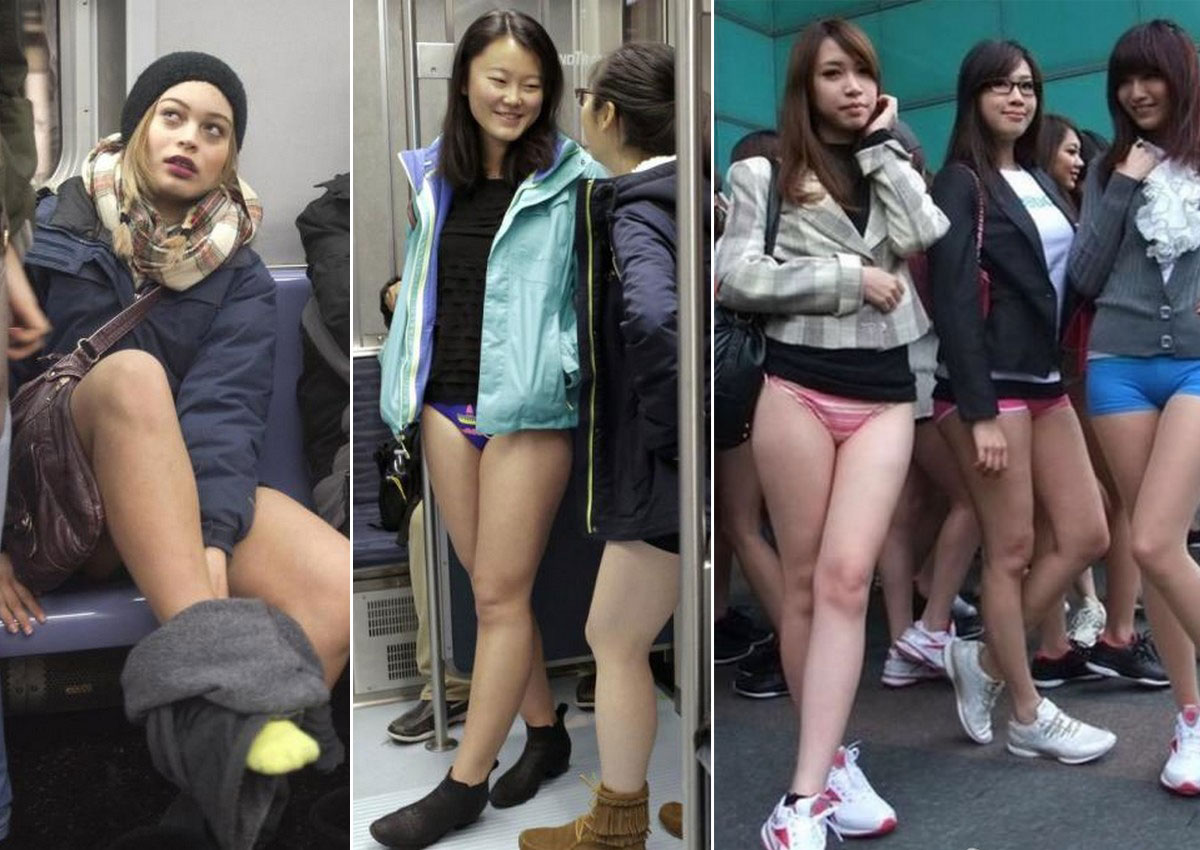 Thousands of commuters in over 60 cities strip for No Pants Subway Ride day...