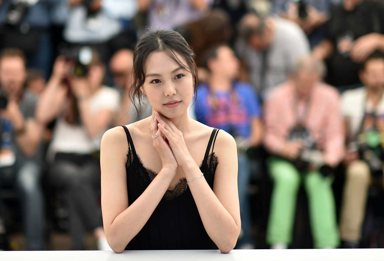South Korean actress Kim Min-Hee poses on May 14, 2016 during a photocall f...