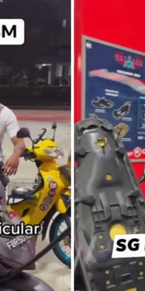 It&#039;s no water gun: Motorcyclist laughs and squirts petrol at friend at Jurong&#039;s Caltex station