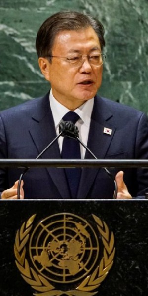 South Korean leader Moon Jae-in at UN repeats call for declaration to end Korean War