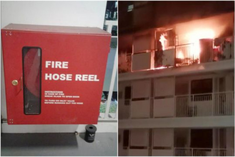 Hose reel at Bukit Batok HDB block were padlocked to prevent