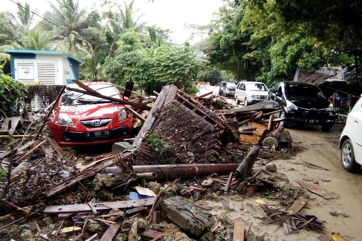 Photos: Scenes of destruction after 'volcano' tsunami hits parts of Indonesia
