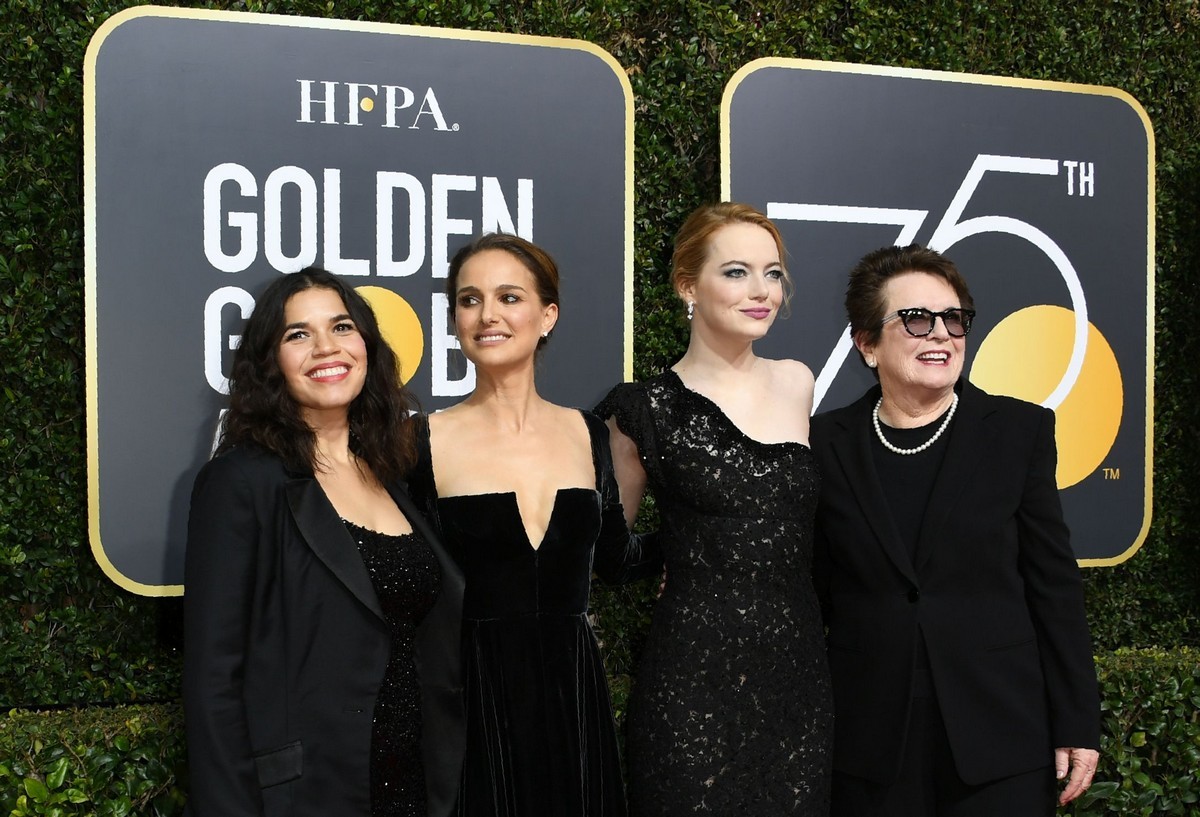 The Golden Globes kicked off Hollywood's countdown to the Oscars on Sunday with the normally colorful red carpet transformed into a sea of black gowns as stars showed solidarity with victims of sexual harassment after a scandal that has roiled show business.
