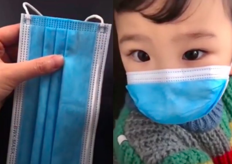 Here's how to quickly modify an adult-sized disposable face mask to fit your kid 