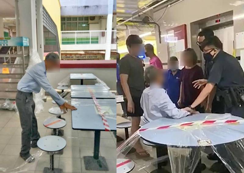 Police investigating elderly man tearing plastic covering off seats at Chinatown
