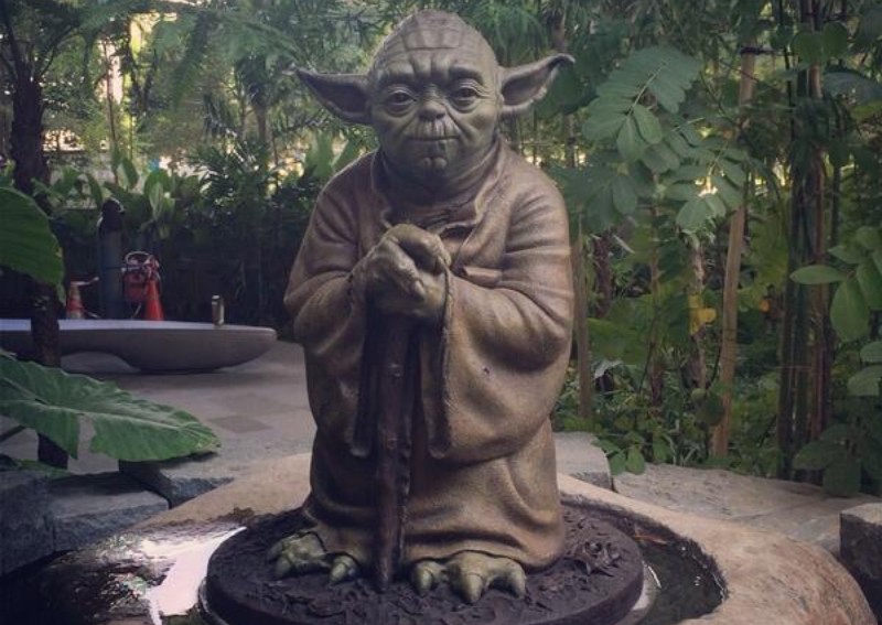 Master Yoda departs the swamp of Lucasfilm Singapore Sandcrawler