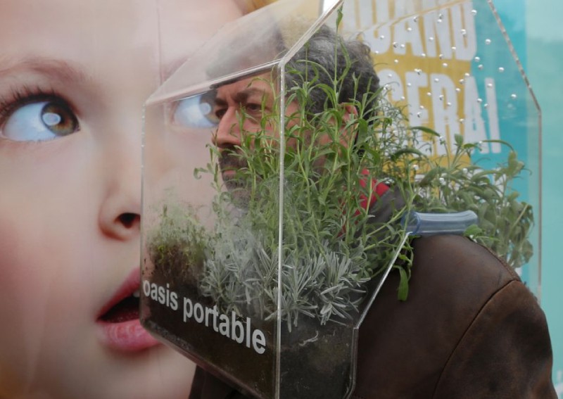 Belgian artist's 'portable oasis' creates Covid-free bubble for 1