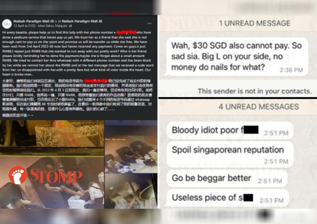 Teen in Singapore gets threats and vulgar messages after JB salon posted his number, given by non-paying customer