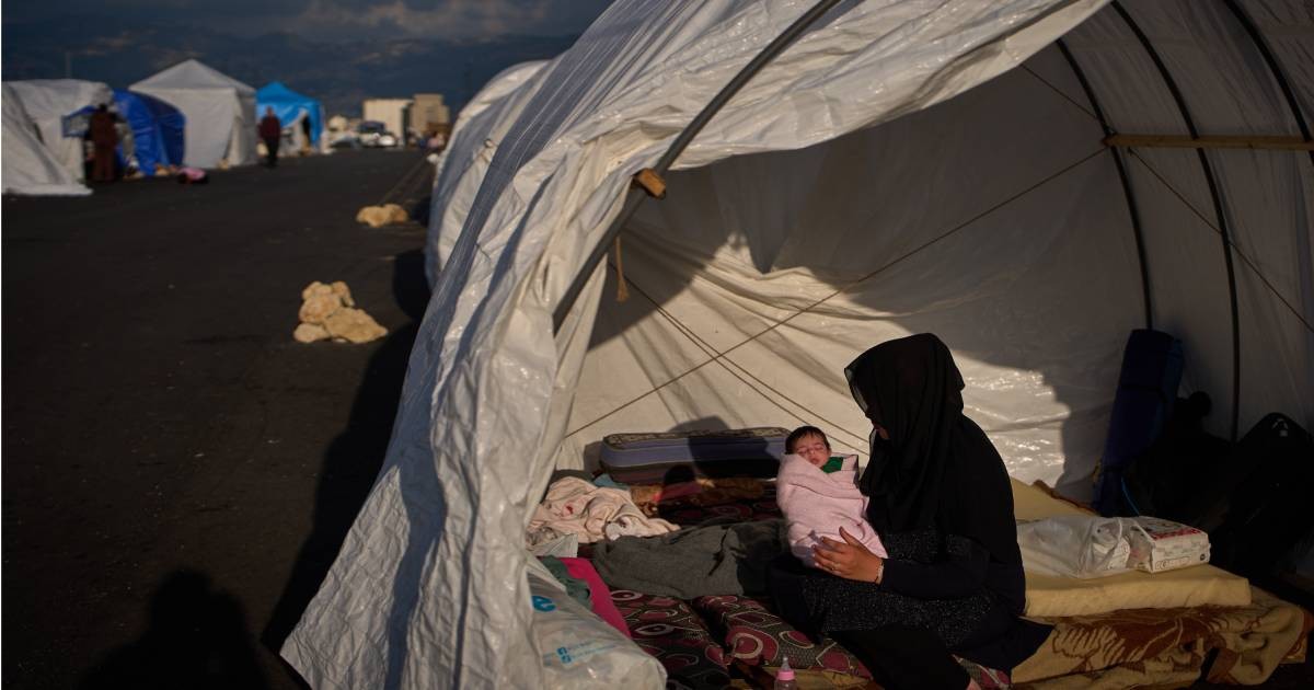 A baby born in a tent on a Beirut roadside struggles to survive, her family displaced by war