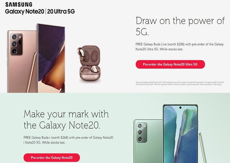 Singtel price plans for Galaxy Note20 and Note20 Ultra now available