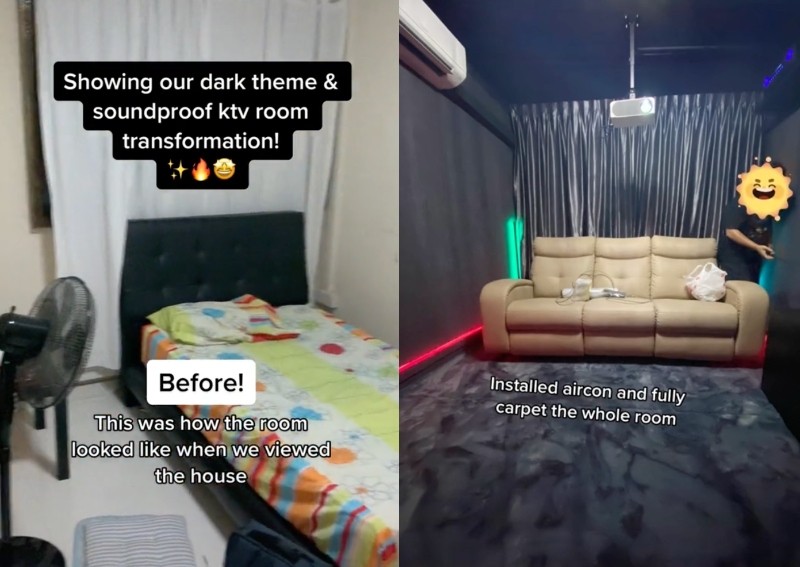 No interior designer required: Couple transforms bedroom in HDB flat to KTV room