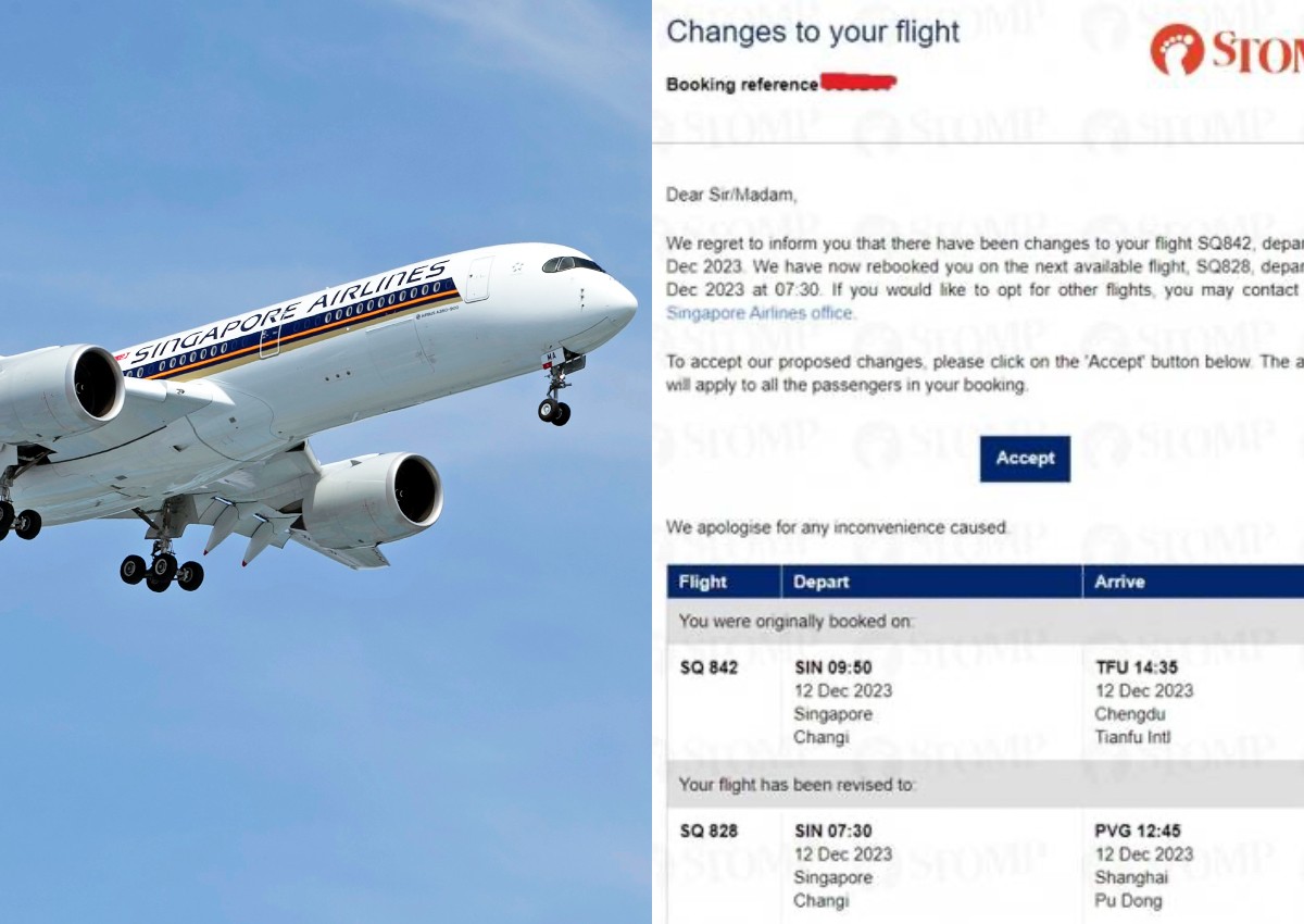 Man books flight from Singapore to Chengdu but SIA 'rebooks' him to fly to Shanghai instead