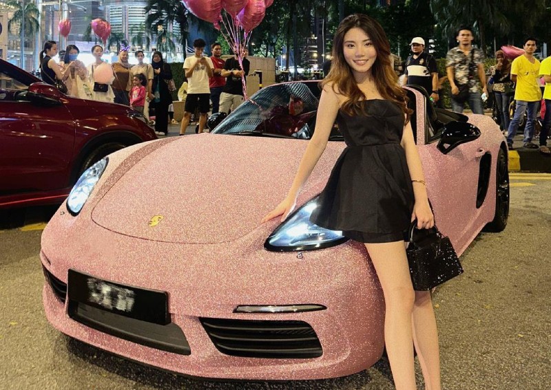 Pink and bling: Man springs birthday surprise on girlfriend with Porsche convertible in KL