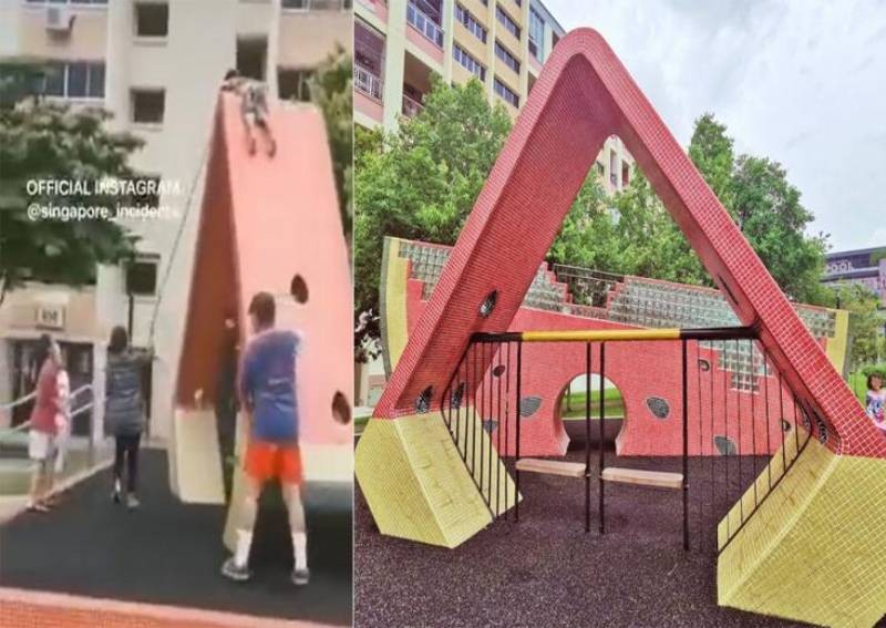 Child gets stuck on top of 3-metre-tall playground structure at Tampines