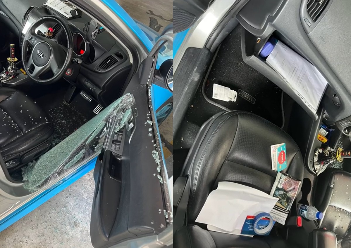 'Where was security?' Singaporean finds car 'smashed to pieces' and ransacked in JB