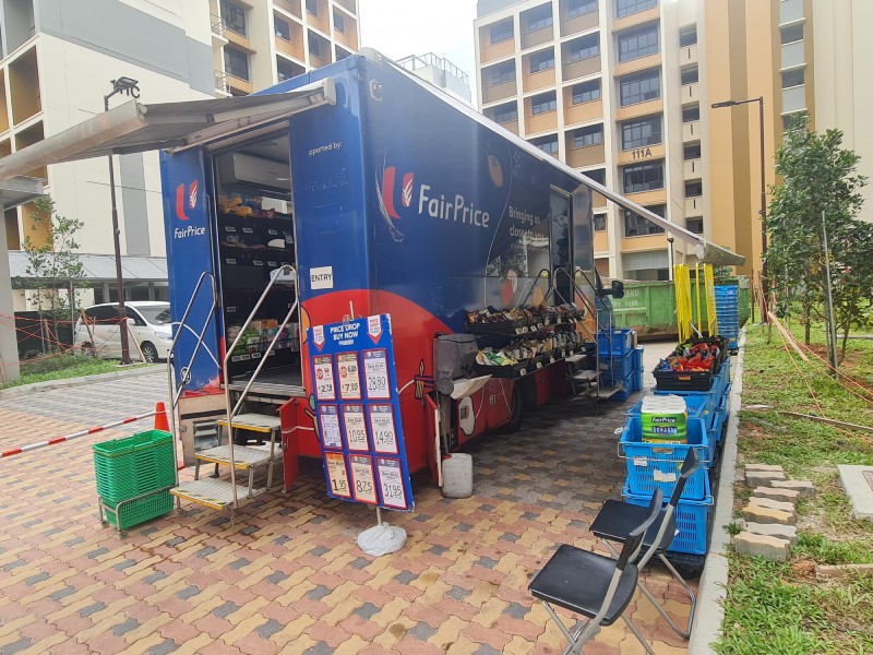 Going shopping? Tengah residents can now get daily necessities from mobile grocery truck, food vending machines