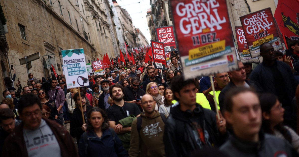 Portugal general strike stalls transport, closes schools in labour reform protest