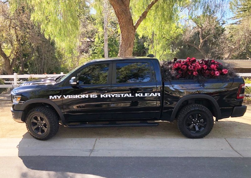 Kanye West sends Kim Kardashian truck of red roses for Valentine's Day after split from Julia Fox