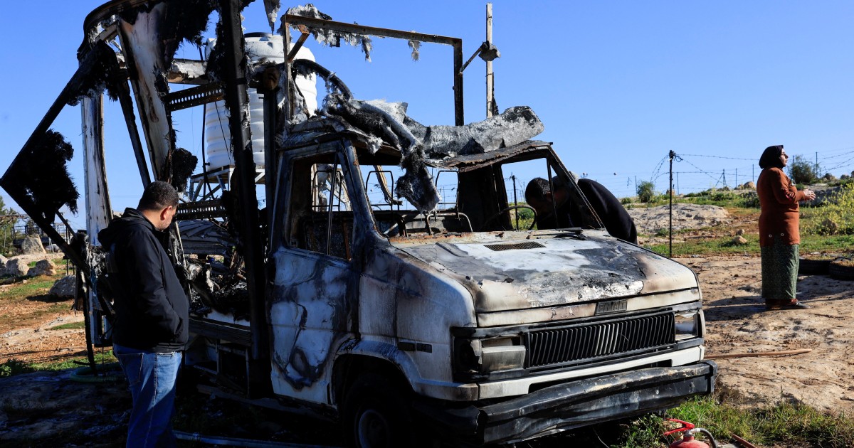 Israeli settlers burn tents, vehicles in West Bank village, say residents