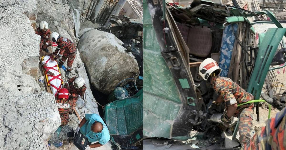 Indonesian cement truck driver dies after vehicle overturns at Penang construction site