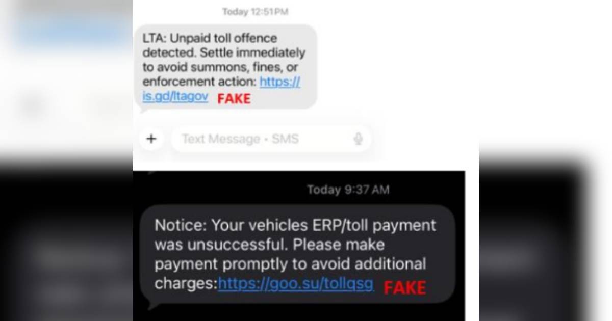 singapore Police warn Singaporeans travelling to Malaysia of phishing scams involving SMSes that impersonate LTA