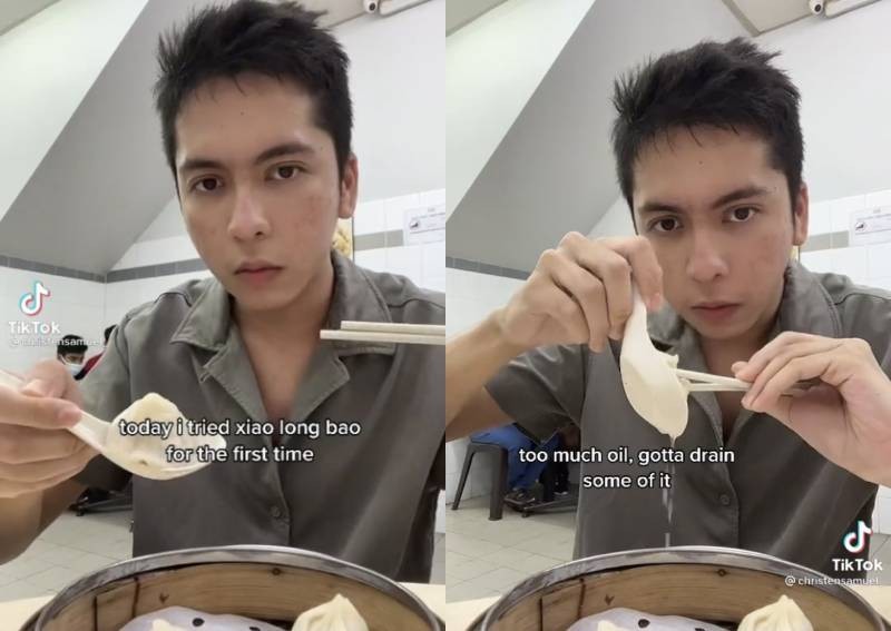 Man drains xiao long bao while eating, gets schooled by netizens