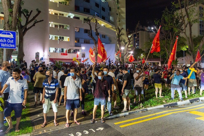 GE2020: Stunning viral photos capture celebrations at Hougang coffeeshop and WP headquarters