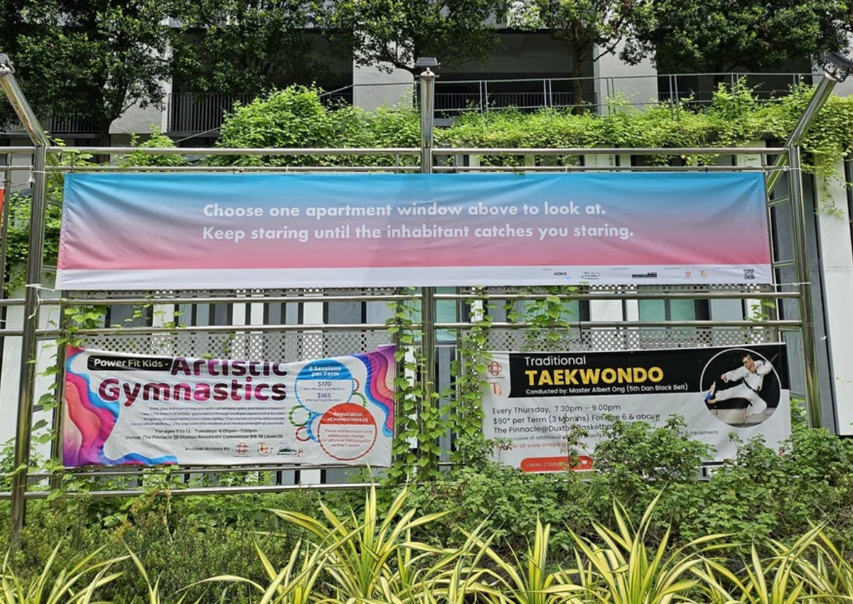 'What is it trying to promote?' Banner calling for passers-by to stare at Tanjong Pagar residents' windows causes confusion