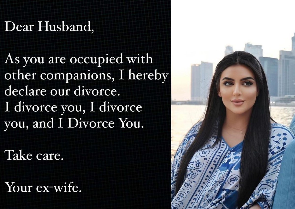 'I divorce you, I divorce you, I divorce you': Dubai princess's Instagram account announces split from husband