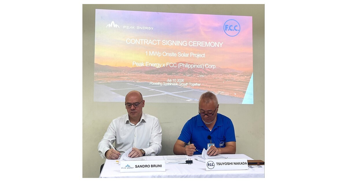 FCC Philippines, Subsidiary of Japan's FCC CO., LTD.,  Global Leader in Motorcycle Clutch Systems, Signs 1,500 MWh Long-Term Solar Agreement with Peak Energy