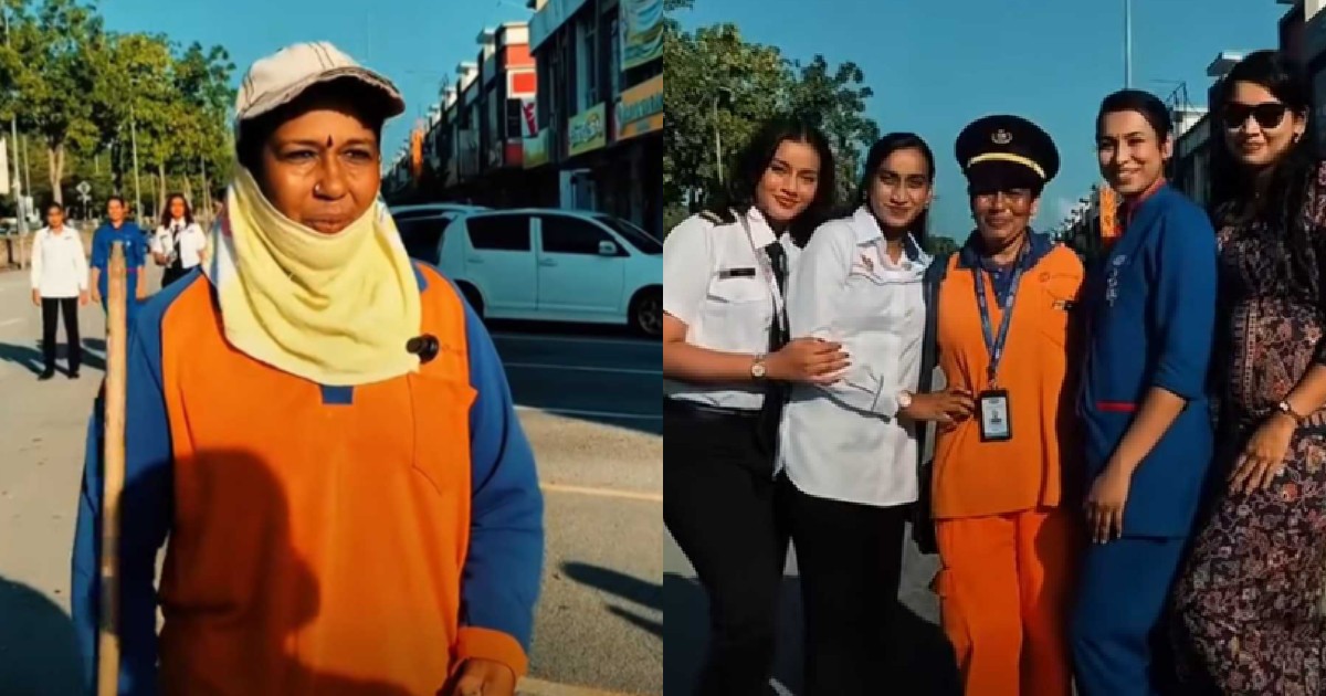 Malaysia street sweeper tears up in surprise birthday visit by 4 children, including SIA stewardess