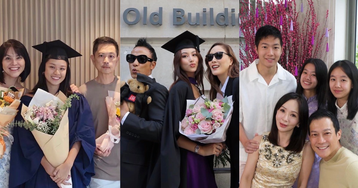 Chew Chor Meng and Simon Yam's daughters graduate from university, Diana Ser shares advice before 2 children 'fly the coop'