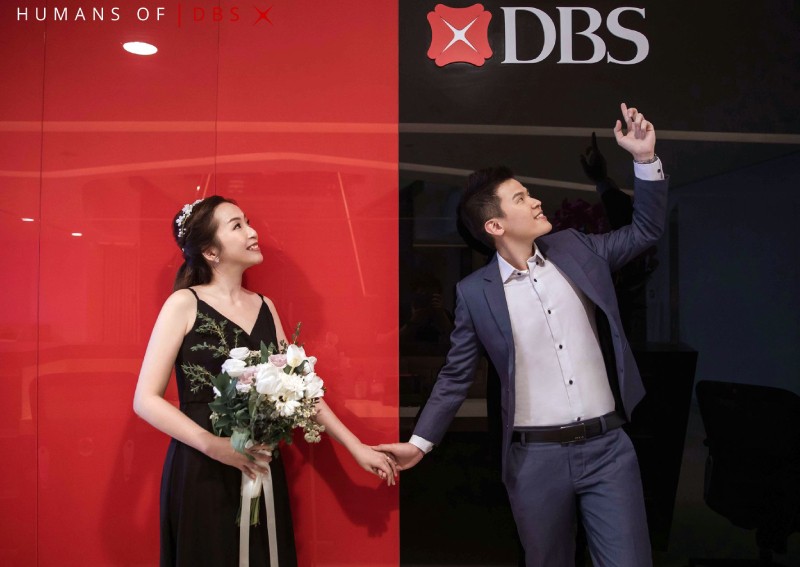 Banking on love: Couple holds wedding photo shoot at DBS office in Marina Bay