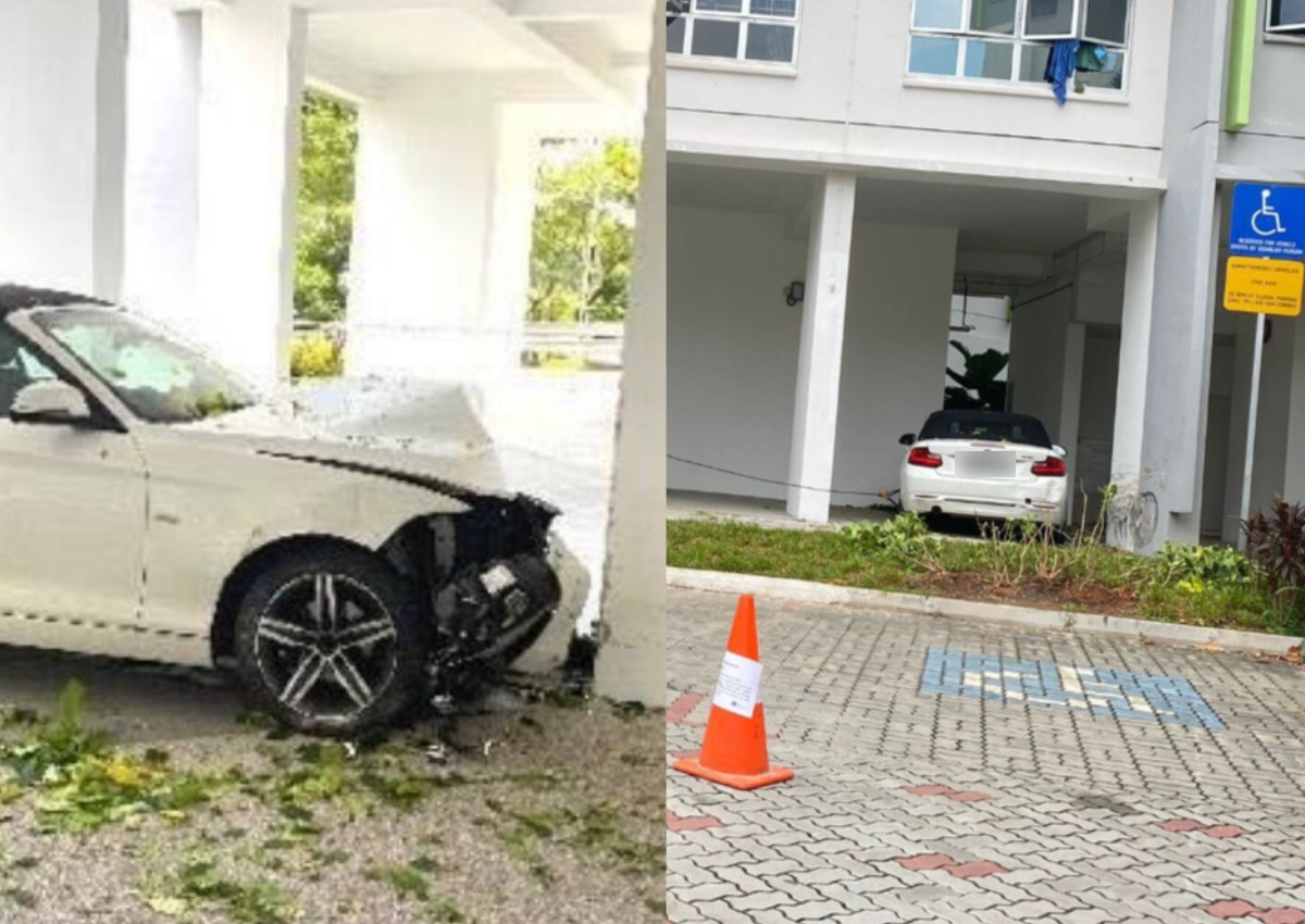 BMW crashes into void deck at Yishun, waking residents