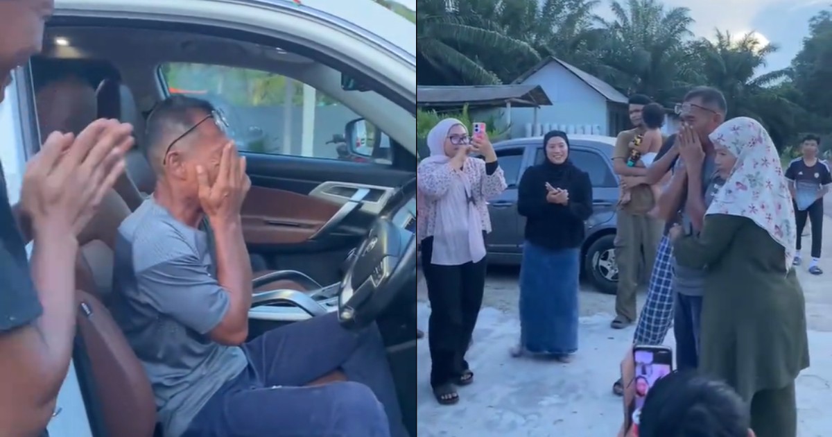 Malaysian dad in tears after 11 children pool together to buy him new SUV