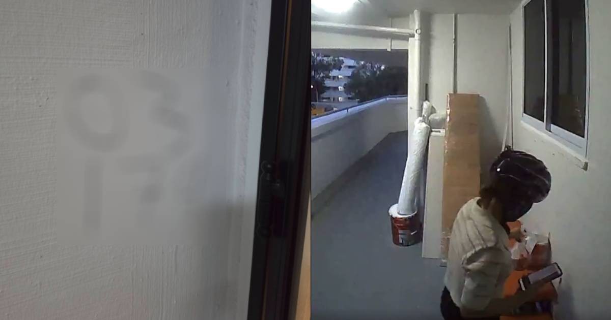 Foodpanda rider defaces wall outside Bukit Batok HDB flat, returns to paint over it
