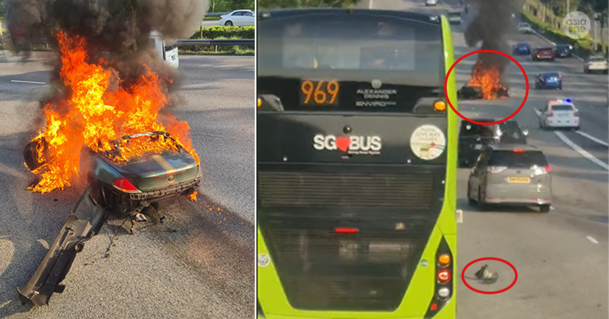 BMW convertible skids and hits object along SLE, bursts into flames