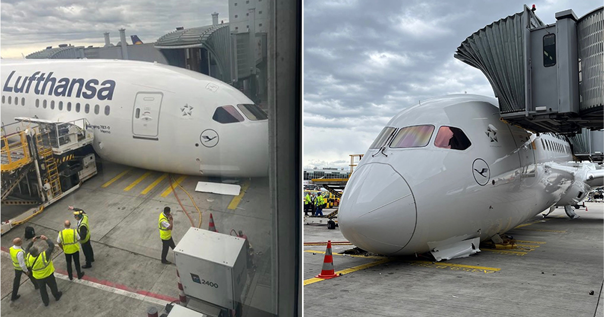 Staff injured as Lufthansa's Boeing 787 nose gear collapses at Frankfurt Airport gate