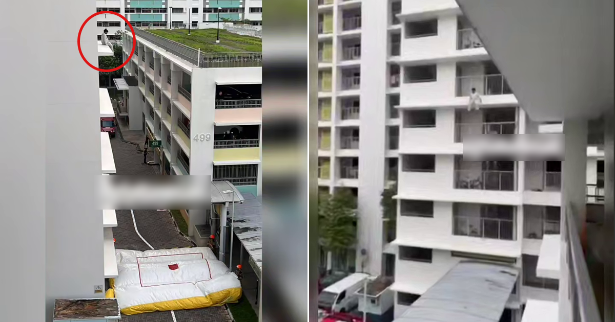 Man sitting on corridor ledge at Tampines HDB block rescued, then apprehended