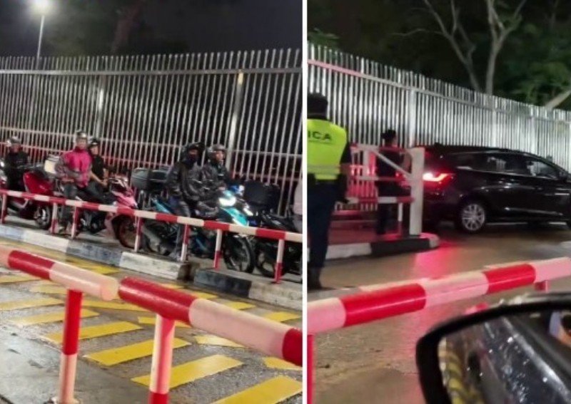 'Driver is damn dumb': Car causes jam at Woodlands checkpoint after driving into motorcycle lane