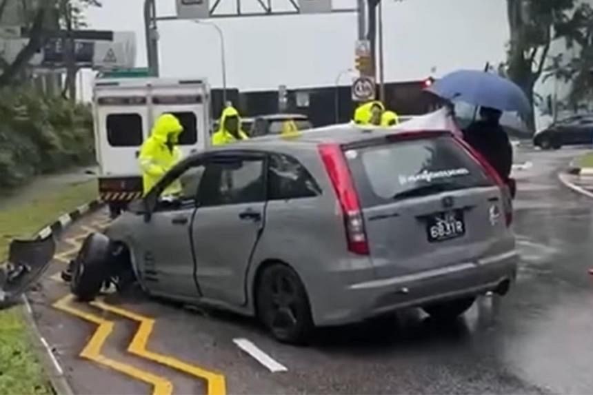 Driver who disappeared from car that crashed near Istana arrested