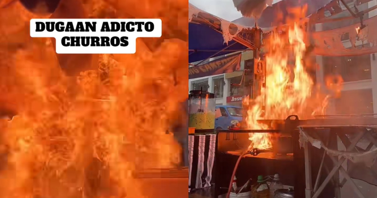 'It all burned': Food stall in Malaysia catches fire after rain falls on hot oil 